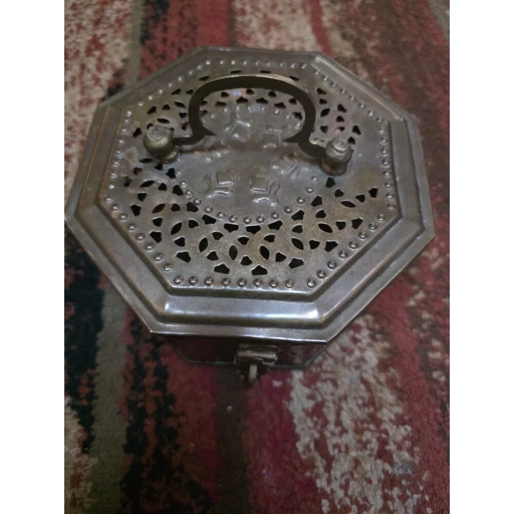 Vintage Brass Cricket Box Trinket Box Incense Potpourri Metal Box Hinged